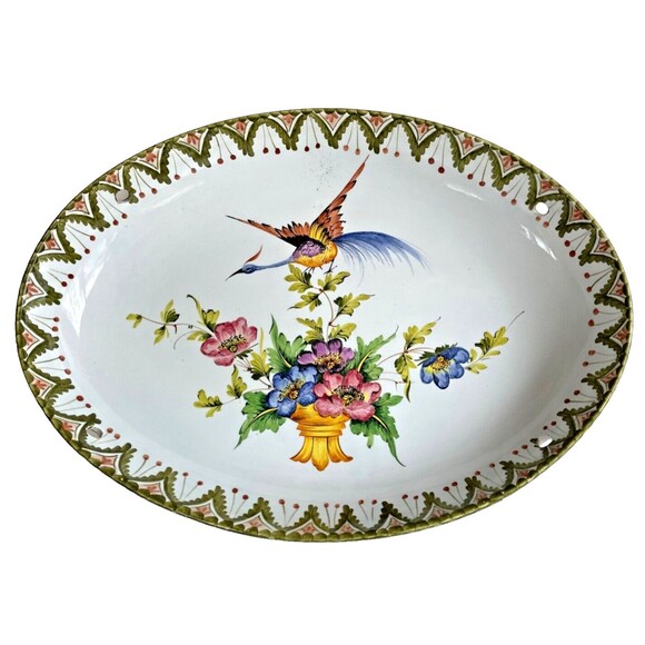Rare Vintage Italian Floral Oval Platter Bowl 16